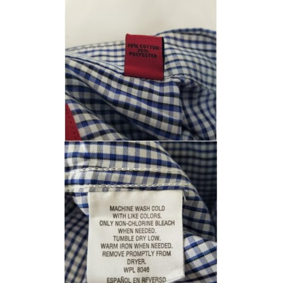 Alfani Men XL 17/36-37 Fitted Performance Long Sleeve Button Up Check Blue Shirt - Picture 16 of 16